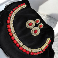 Sona Covering Gold Plated American Diamond And Austrian Stone Necklace Set