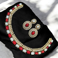 Sona Covering Gold Plated American Diamond And Austrian Stone Necklace Set