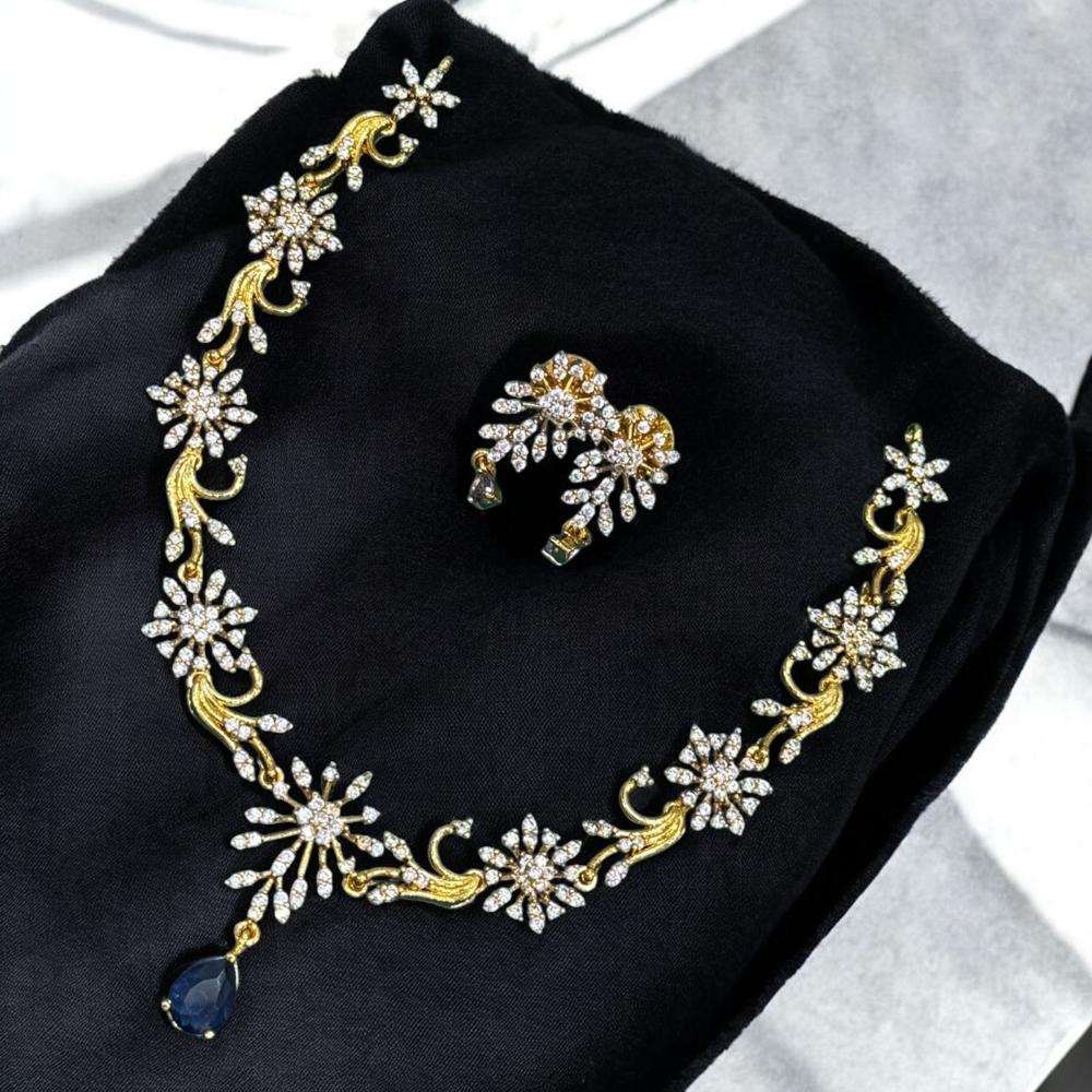 Sona Covering Gold Plated American Daimonds Necklace Set