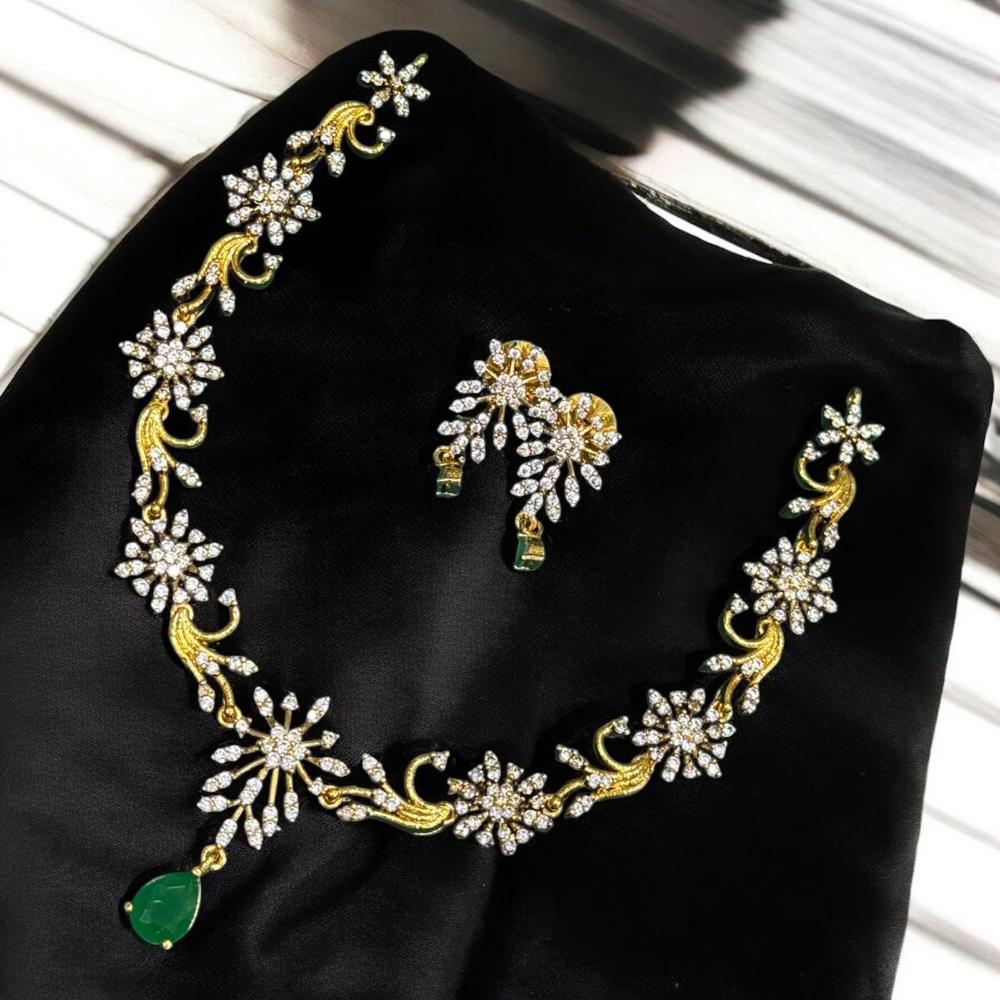 Sona Covering Gold Plated American Daimonds Necklace Set