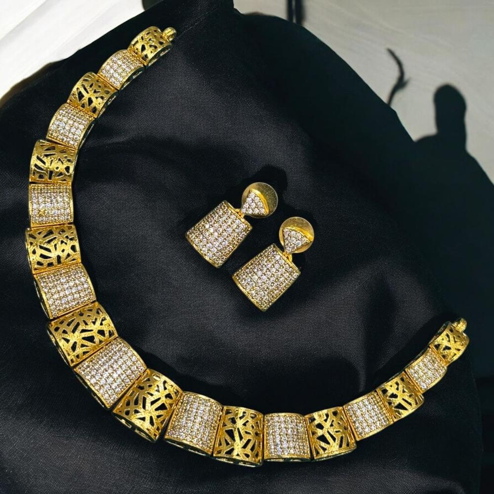 Sona Covering Gold Plated Austrain Stone Necklace Set
