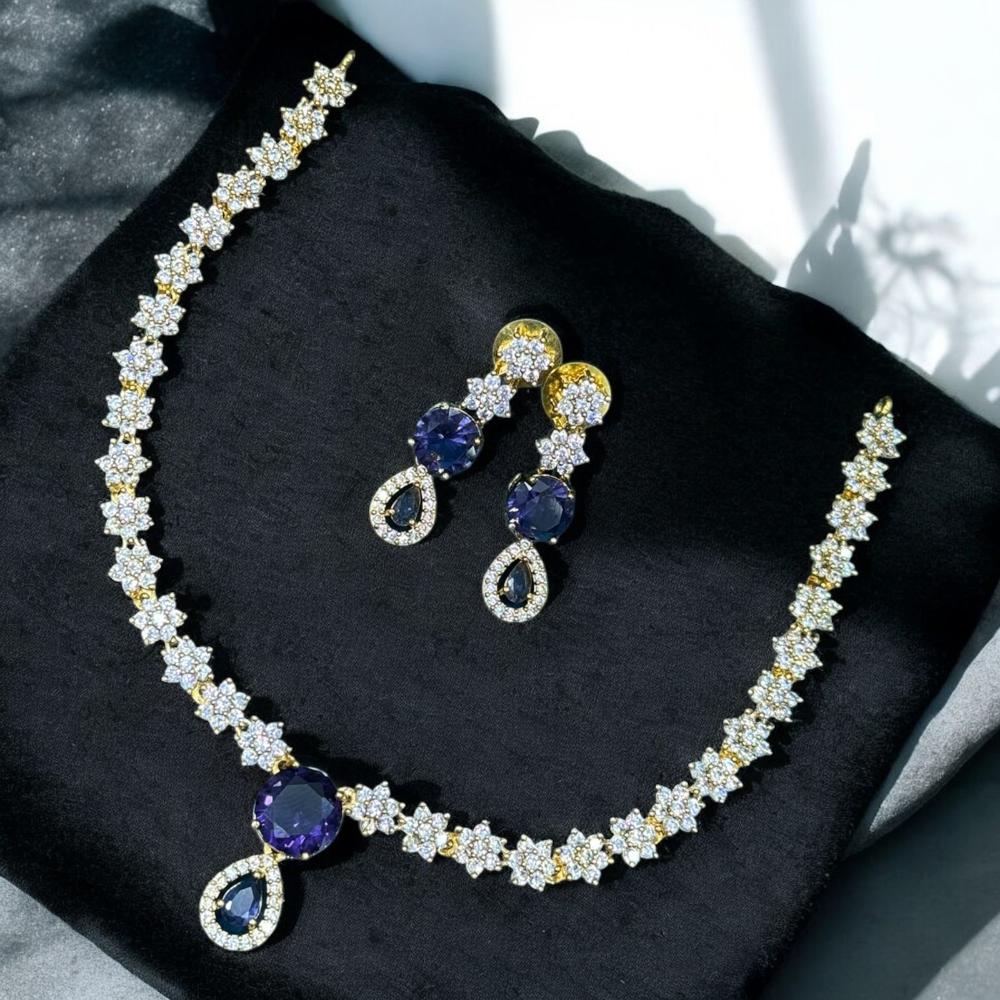 Sona Covering Gold Plated American Daimonds Necklace Set