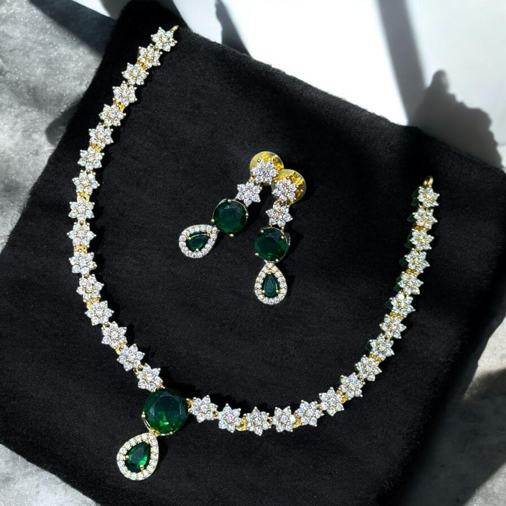 Sona Covering Gold Plated American Daimonds Necklace Set