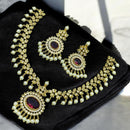 Sona Covering Gold Plated Austrain Stone And Pearls Necklace Set 