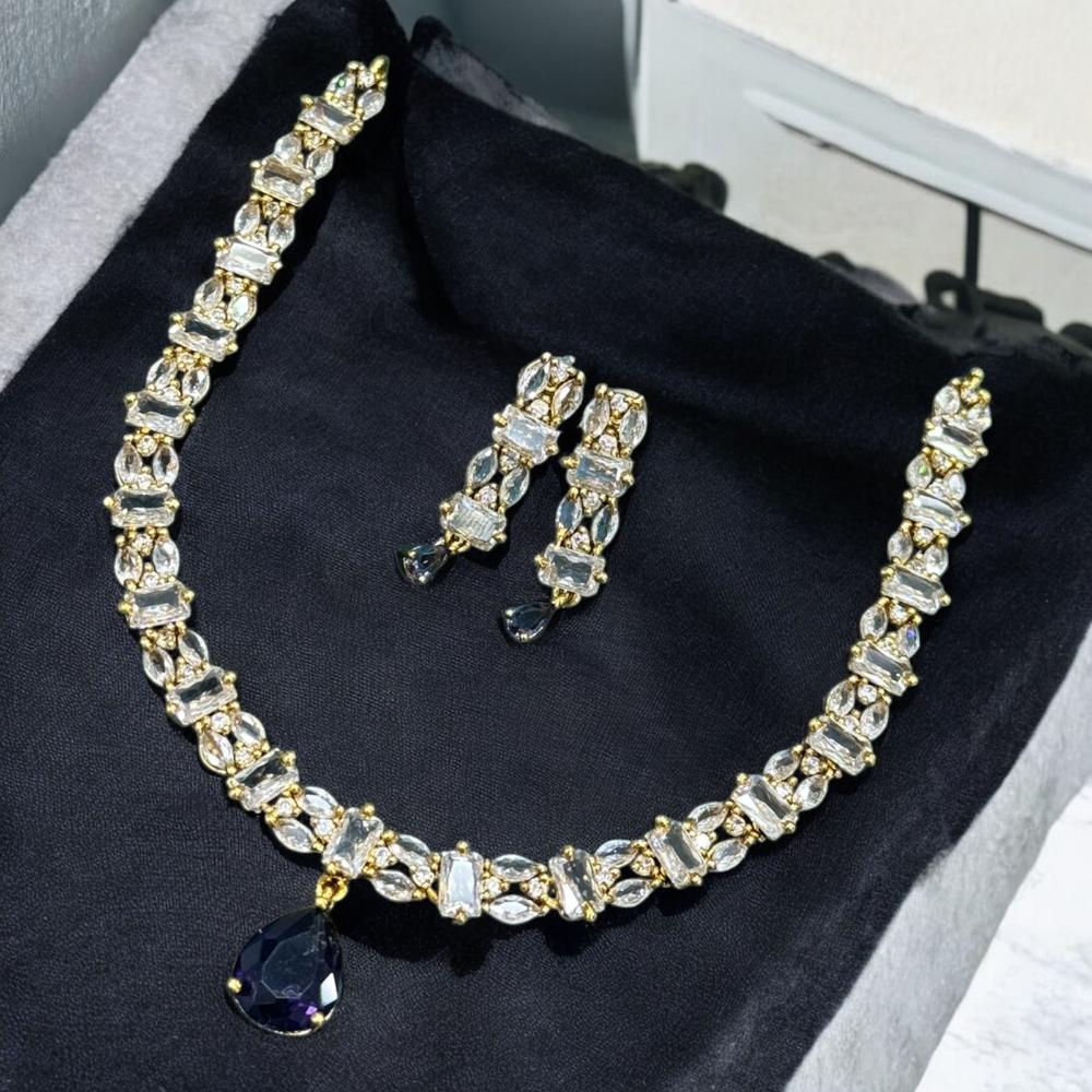 Sona Covering Gold Plated American Daimonds Necklace Set