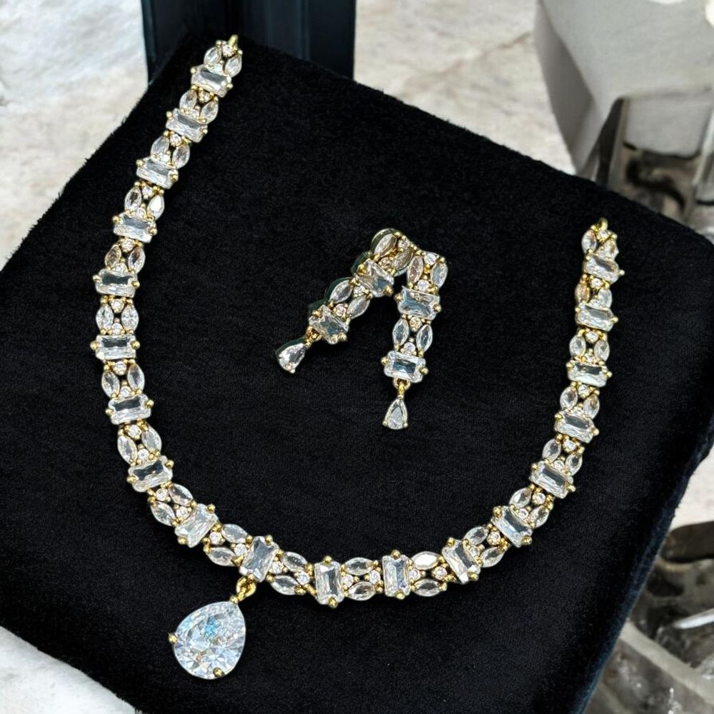 Sona Covering Gold Plated American Daimonds Necklace Set
