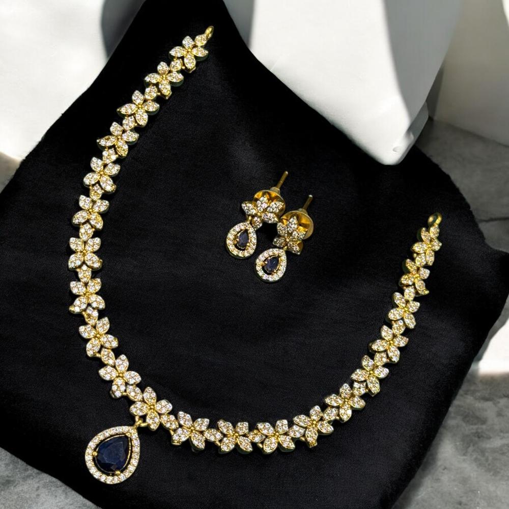Sona Covering Gold Plated Austrain And Crystal Stone Necklace Set