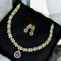Sona Covering Gold Plated Austrain And Crystal Stone Necklace Set