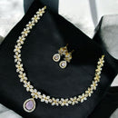 Sona Covering Gold Plated Austrain And Crystal Stone Necklace Set