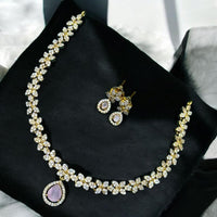 Sona Covering Gold Plated Austrain And Crystal Stone Necklace Set