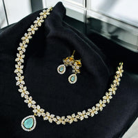 Sona Covering Gold Plated Austrain And Crystal Stone Necklace Set