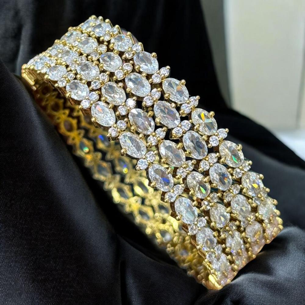 Sona Covering Shining Gold Plated American Diamond Bangles Set