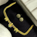 Sona Covering Gold Plated Austrain Stone Temple Necklace Set 
