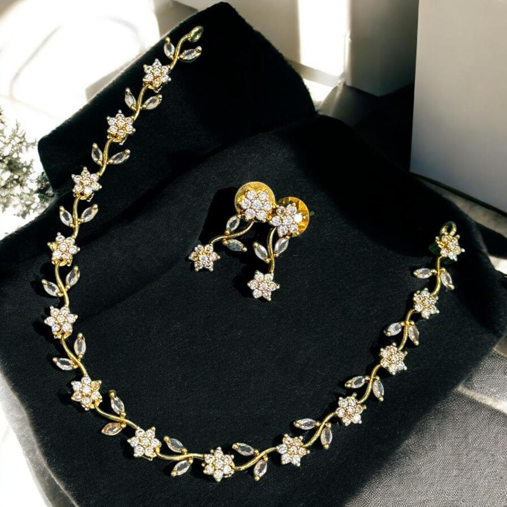 Sona Covering Gold Plated American Daimonds Necklace Set