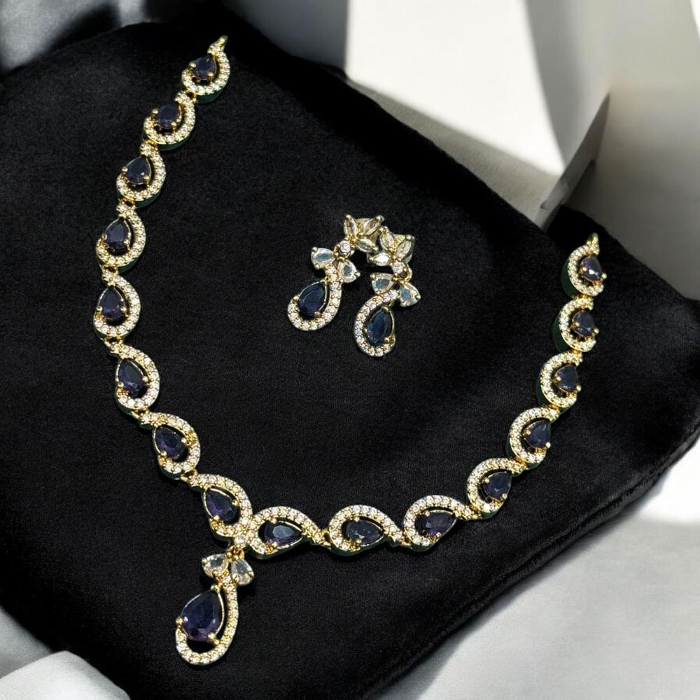 Sona Covering Gold Plated American Daimonds Necklace Set