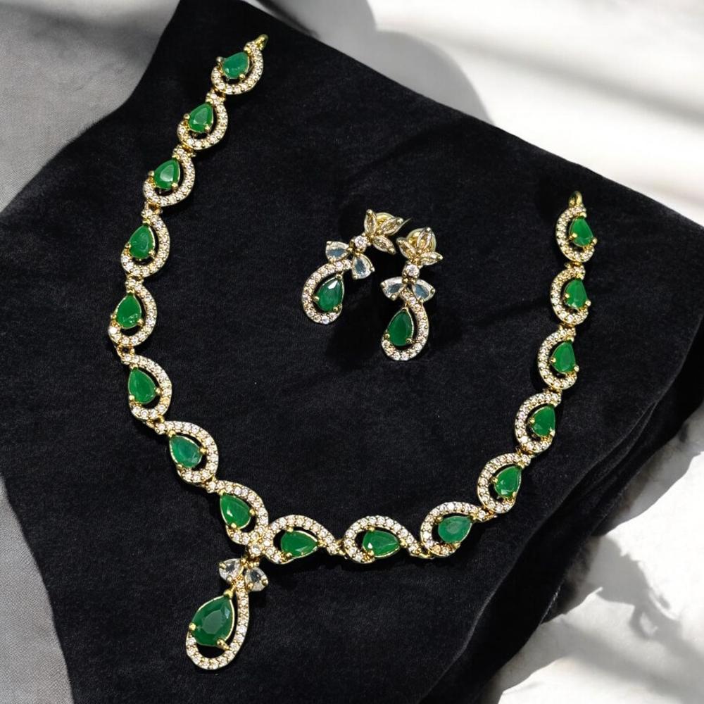 Sona Covering Gold Plated American Daimonds Necklace Set