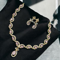 Sona Covering Gold Plated American Daimonds Necklace Set