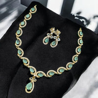 Sona Covering Gold Plated American Daimonds Necklace Set
