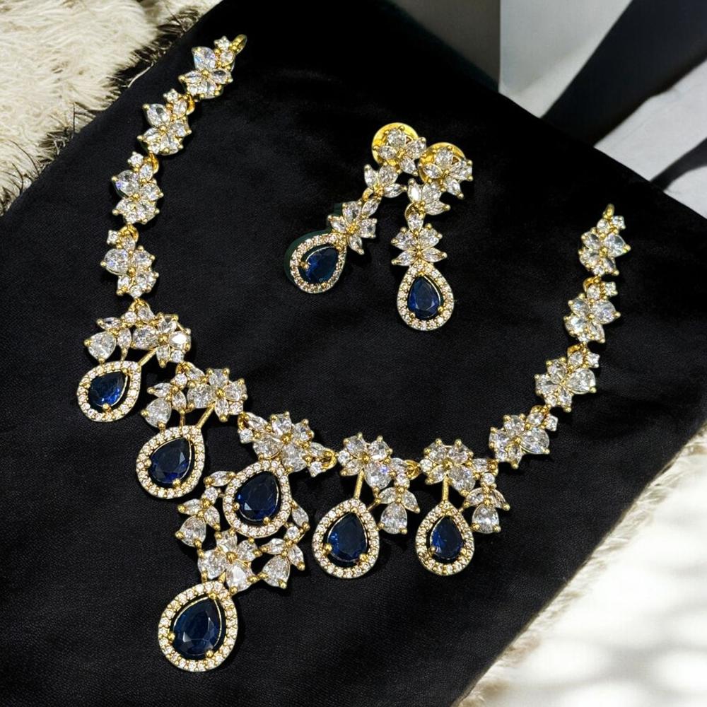 Sona Covering Gold Plated American Daimonds Necklace Set