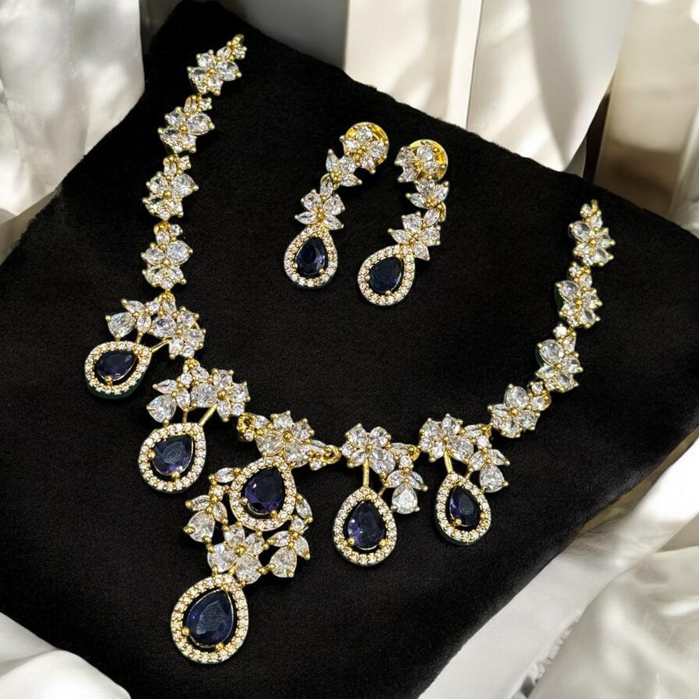 Sona Covering Gold Plated American Daimonds Necklace Set