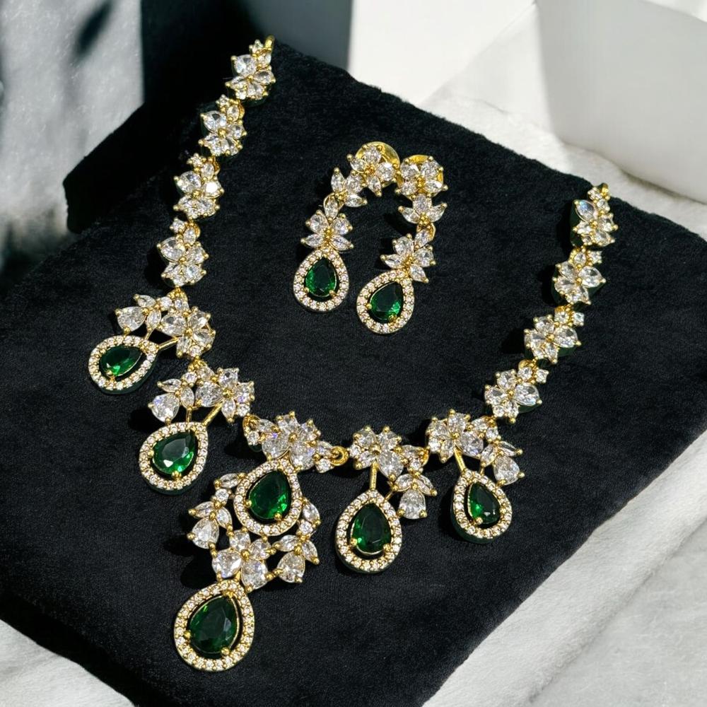Sona Covering Gold Plated American Daimonds Necklace Set