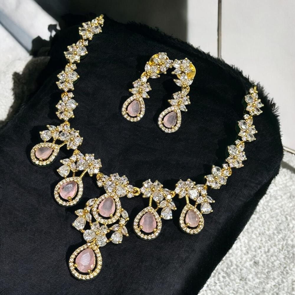 Sona Covering Gold Plated American Daimonds Necklace Set