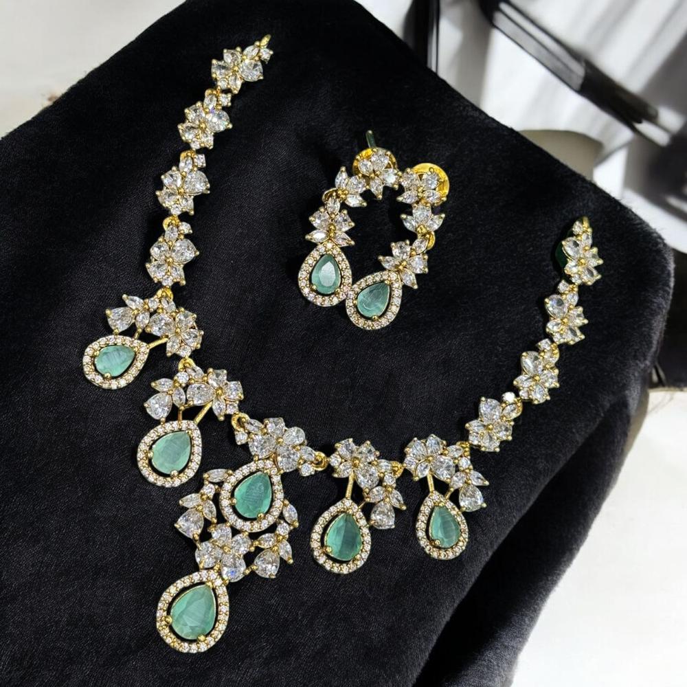 Sona Covering Gold Plated American Daimonds Necklace Set