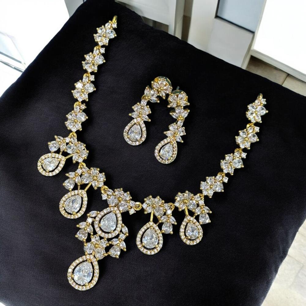 Sona Covering Gold Plated American Daimonds Necklace Set