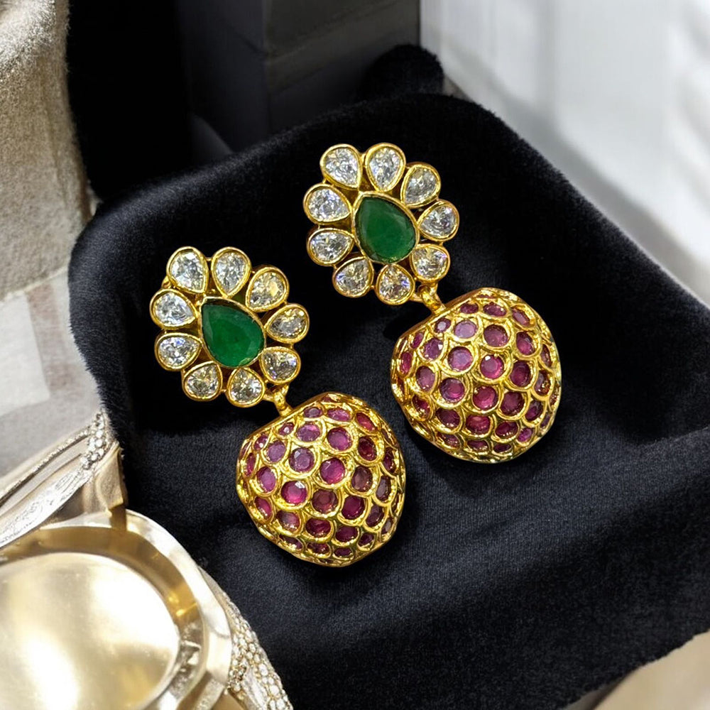 Sona Covering Gold Plated Austrian Stone Dangler Earrings