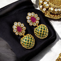Sona Covering Gold Plated Austrian Stone Dangler Earrings