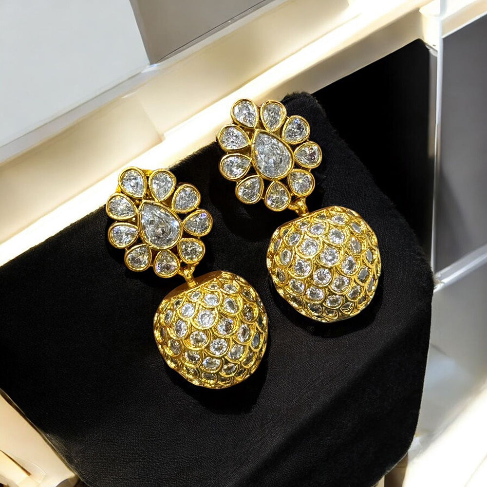 Sona Covering Gold Plated Austrian Stone Dangler Earrings