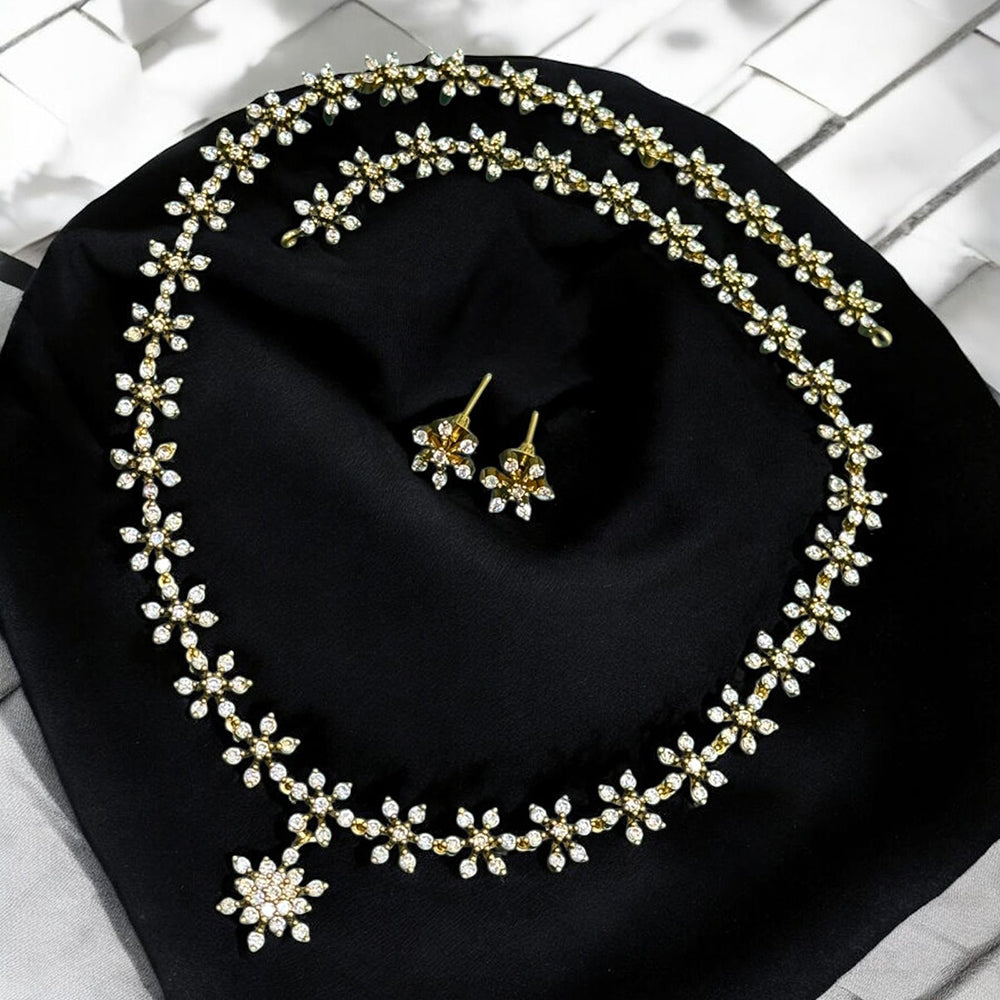 Sona Covering Gold Plated Austrian Stone Necklace Set