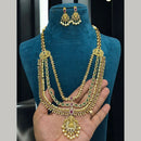 Sona Covering Gold Plated American Diamond And Temple Long Necklace Set 