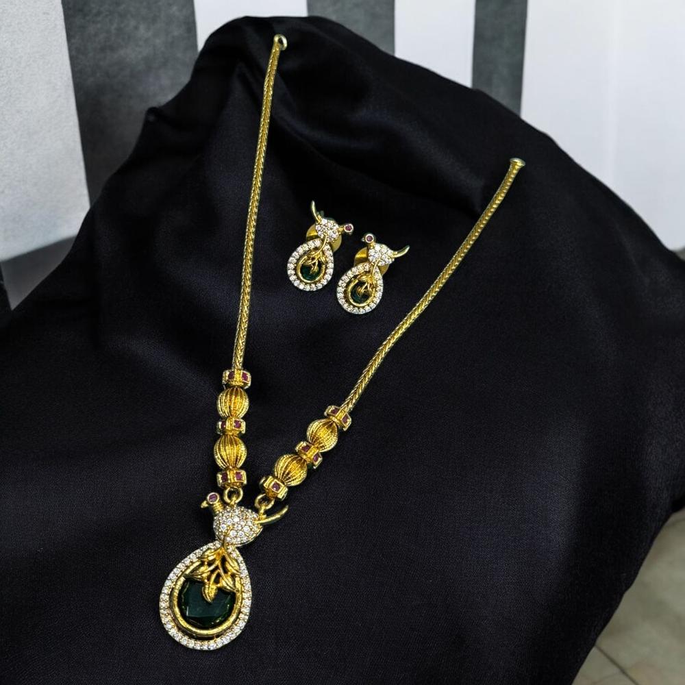 Sona Covering Gold Plated Pota Stone And Austrian Long Necklace Set