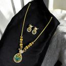 Sona Covering Gold Plated Pota Stone And Austrian Long Necklace Set