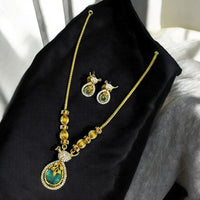 Sona Covering Gold Plated Pota Stone And Austrian Long Necklace Set