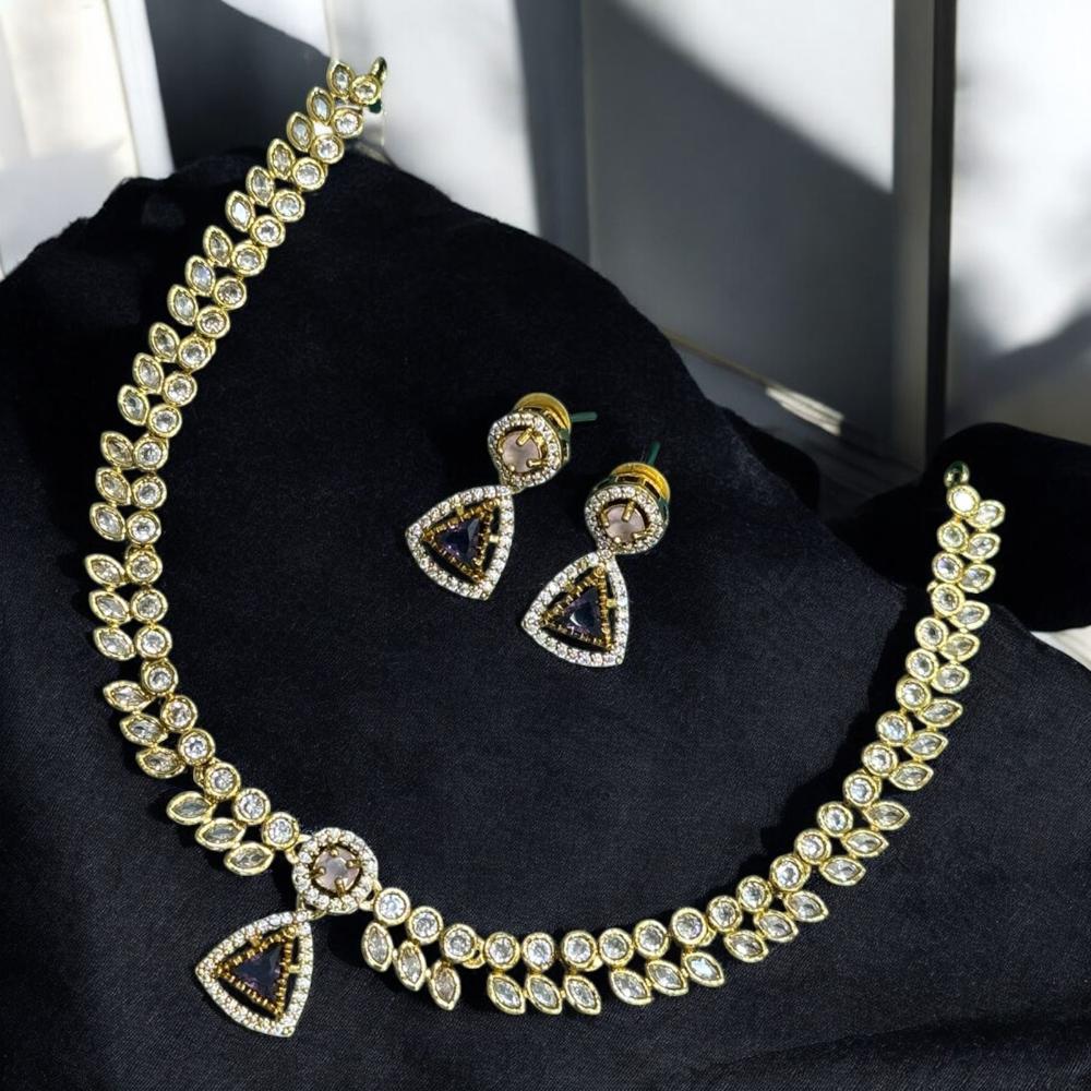 Sona Covering Gold Plated Austrian Stone Necklace Set