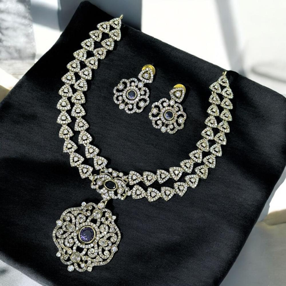 Sona Covering Gold Plated Austrian Stone Necklace Set