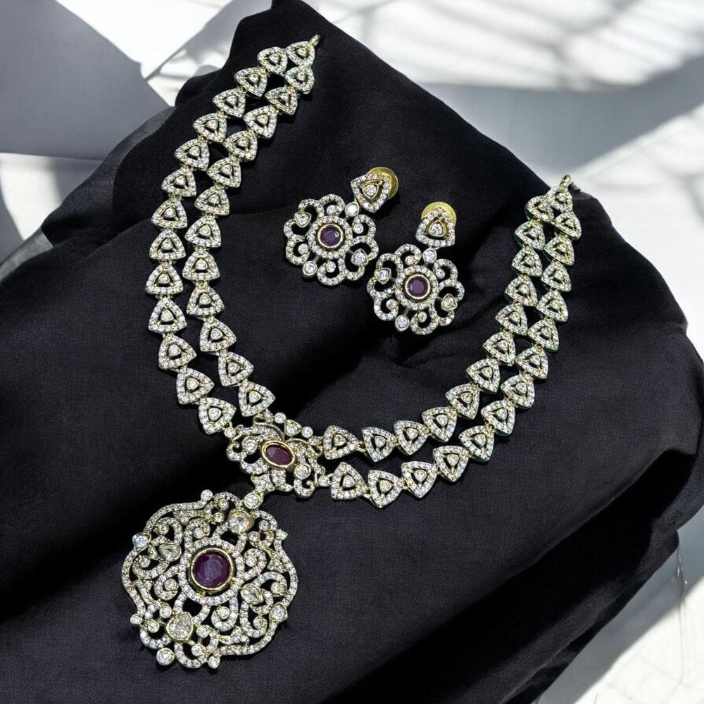 Sona Covering Gold Plated Austrian Stone Necklace Set