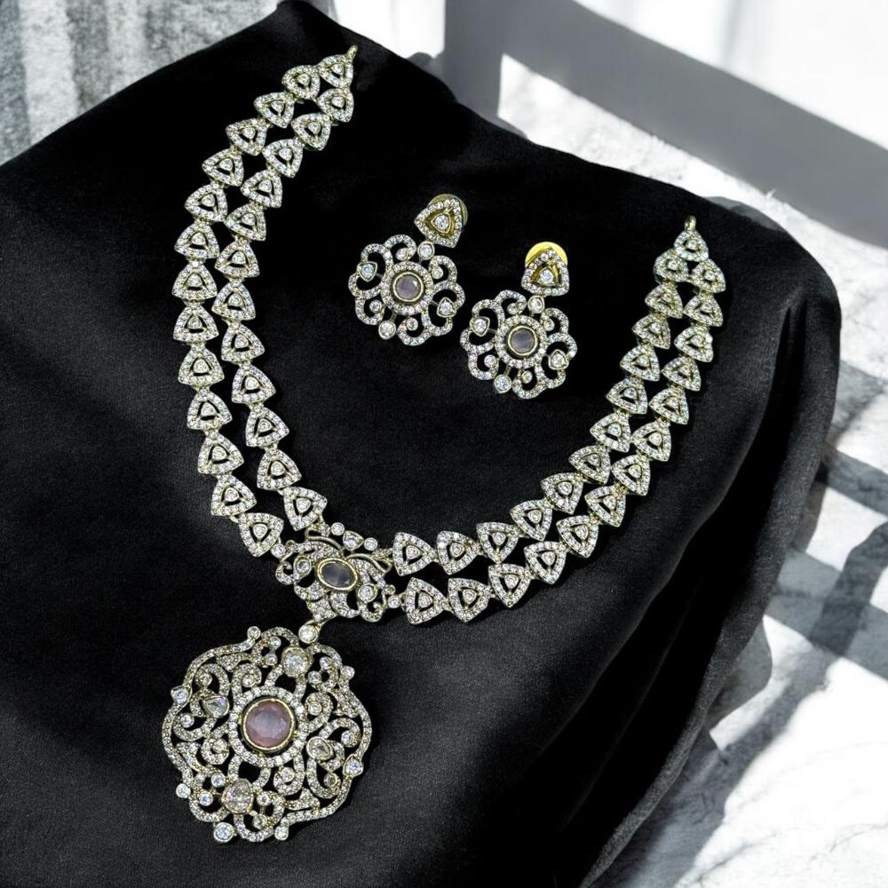 Sona Covering Gold Plated Austrian Stone Necklace Set