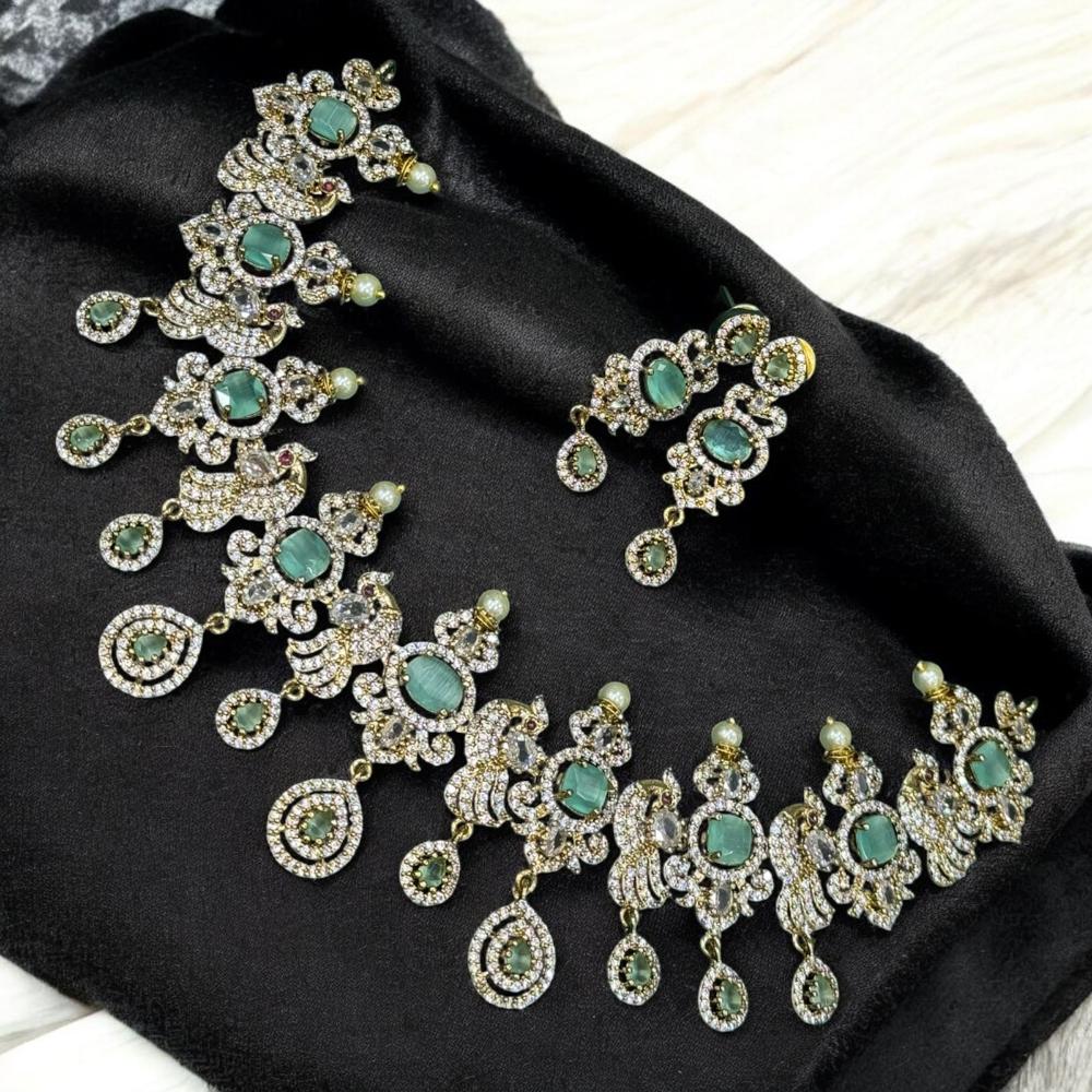 Sona Covering Gold Plated American Diamond Necklace Set