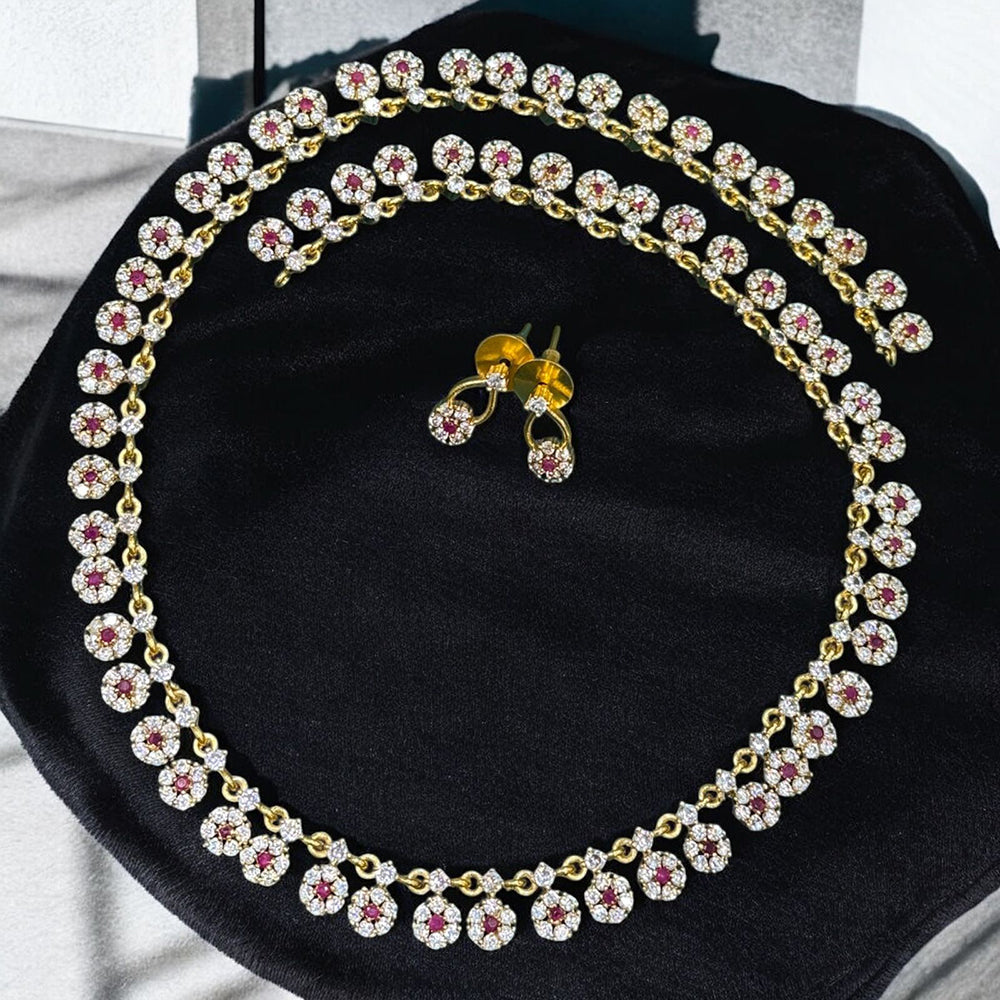 Sona Covering Gold Plated Austrian Stone Long Necklace Set