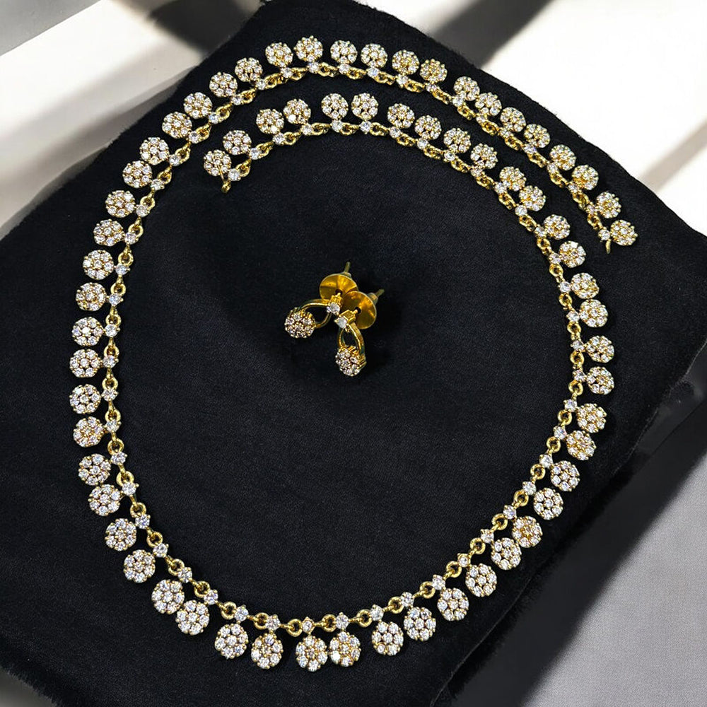 Sona Covering Gold Plated Austrian Stone Long Necklace Set