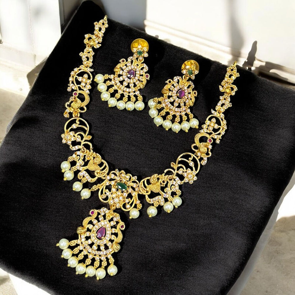 Sona Covering Gold Plated Austrian Stone Necklace Set