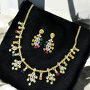 Sona Covering Gold Plated Austrian Stone And Pota Necklace Set