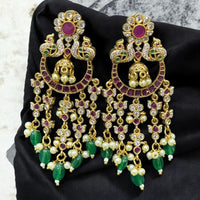 Sona Covering Gold Plated Austrain And Pota Stone Beads Dangler Earrings