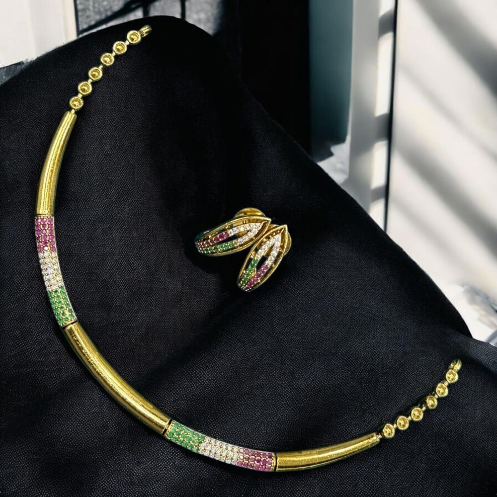 Sona Covering Gold Plated Austrian Stone Necklace Set