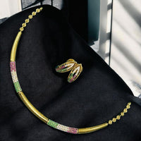 Sona Covering Gold Plated Austrian Stone Necklace Set 