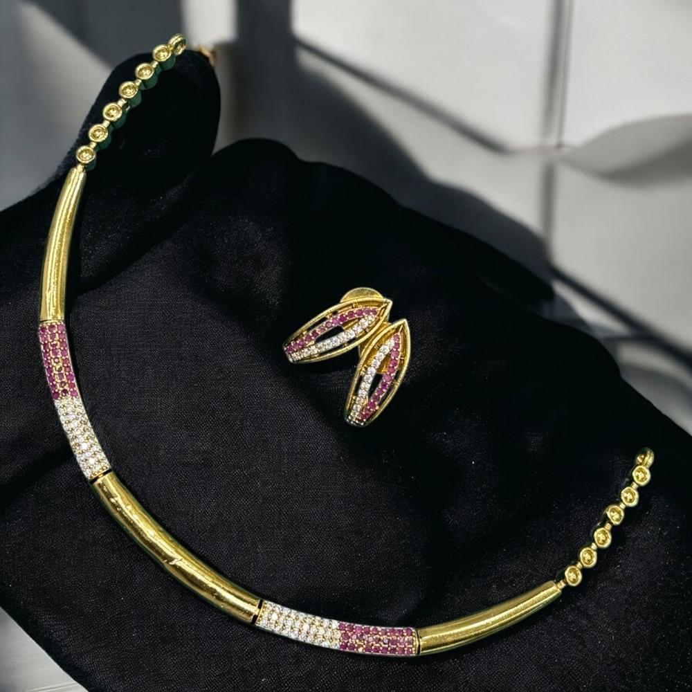 Sona Covering Gold Plated Austrian Stone Necklace Set