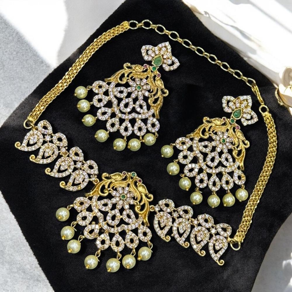 Sona Covering Gold Plated Austrian Stone Necklace Set